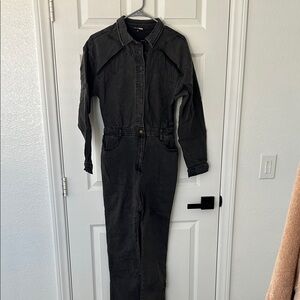 Fashion Nova Charcoal Denim Jumpsuit